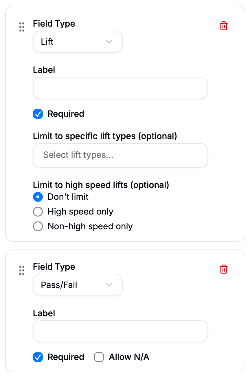 MtnManager Logbook form builder interface