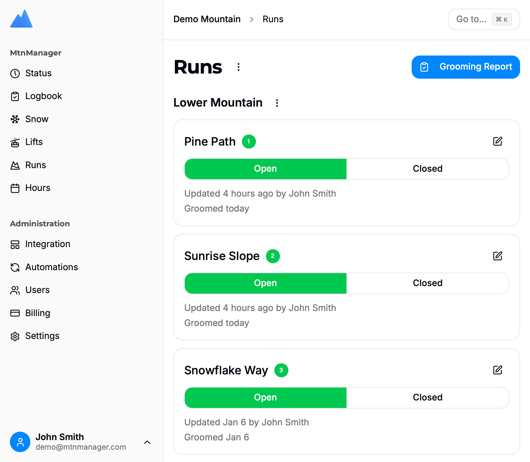 MtnManager dashboard